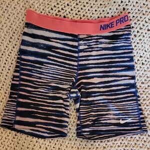 Nike Pro Zebra Print Shorts - Pink and Blue